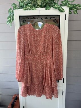 Forever 21 Dusty Rose Floral Long-Sleeve Tiered Mini Dress